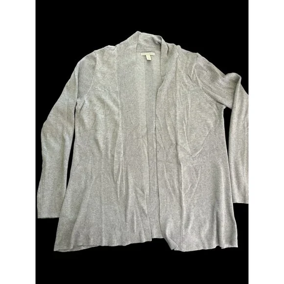 Dana Buchman Open Cardigan Ribbed Solid Gray Cardigan XL - Picture 6 of 6